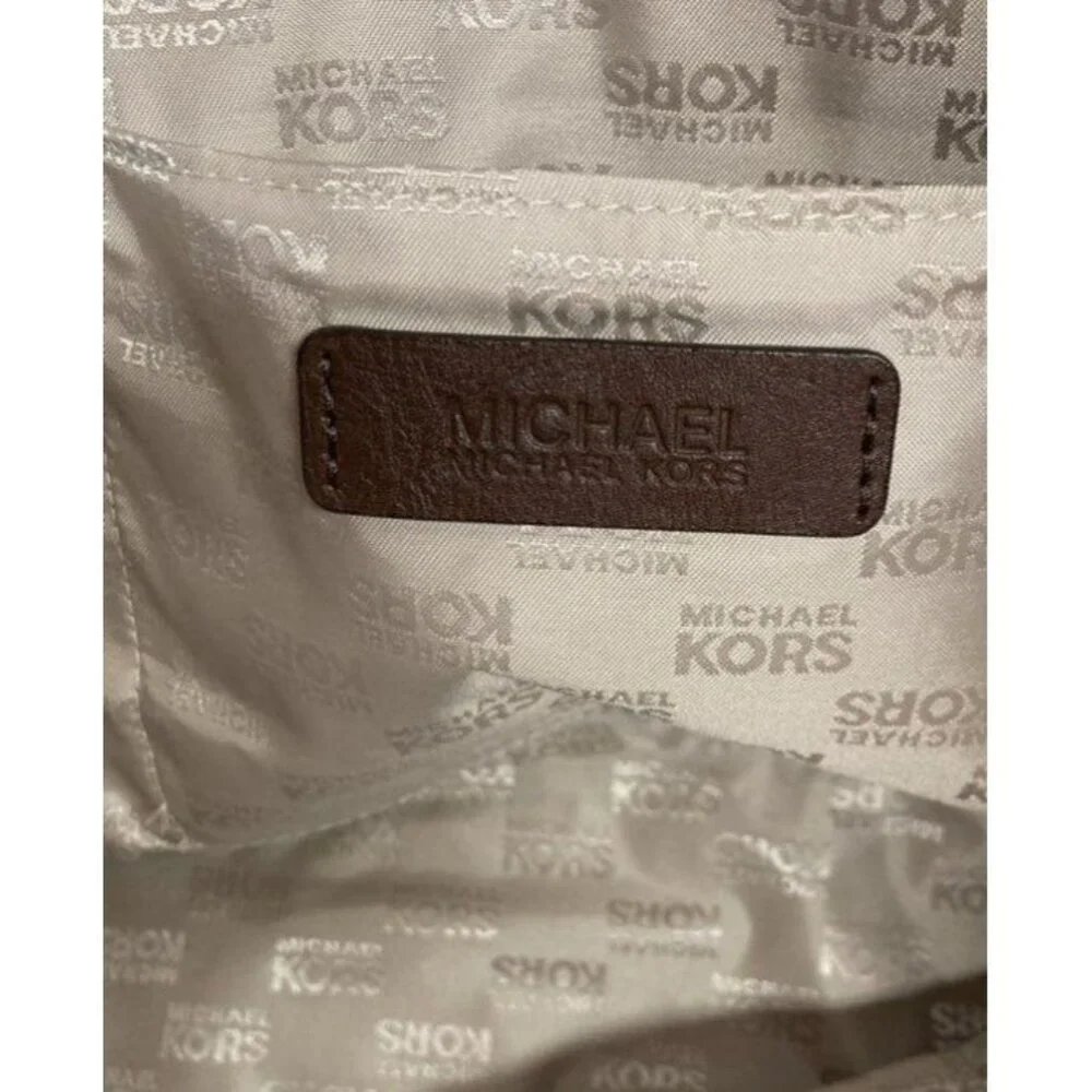 Michael Kors Brown &‎ Cream Giraffe Print Canvas Tote Bag Purse Gold Hardware